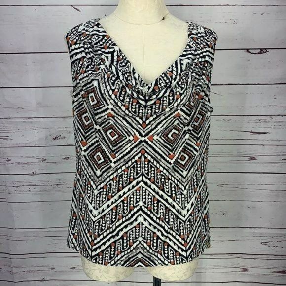 Calvin Klein Woman's Aztec Print Cowl Neck Sleeveless Top Size Large - Picture 11 of 11